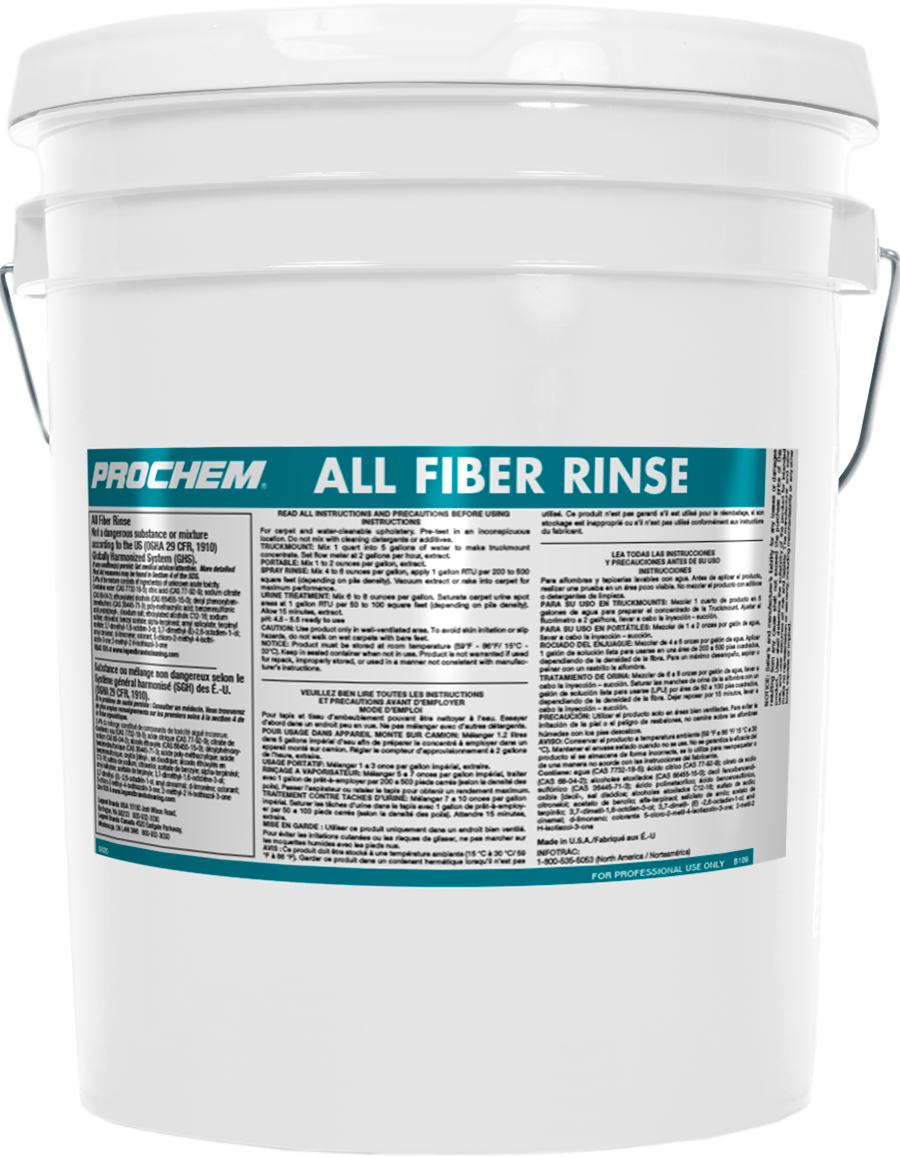 ProChem All Fiber Rinse Concentrate Professional Solution for Carpet and Upholstery, Use After Cleaning, Leaves Fibers Bright and Soft